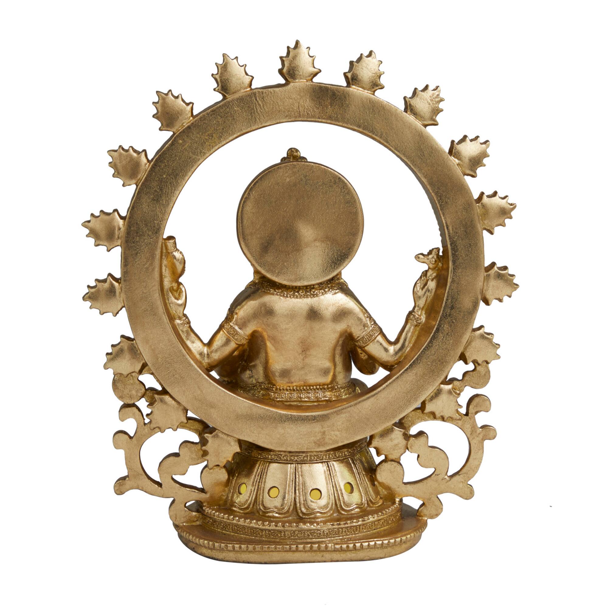 11.75" Golden Ganesh Eclectic Tabletop Sculpture